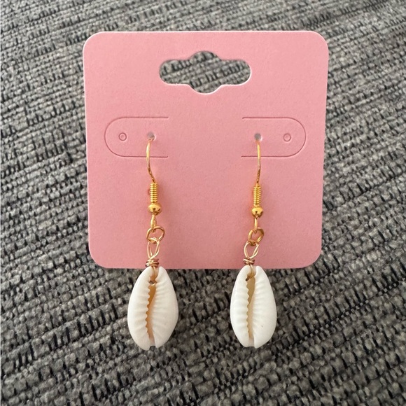 Cowry Shell Ivory & Gold Tone Drop Earrings - Picture 2 of 3